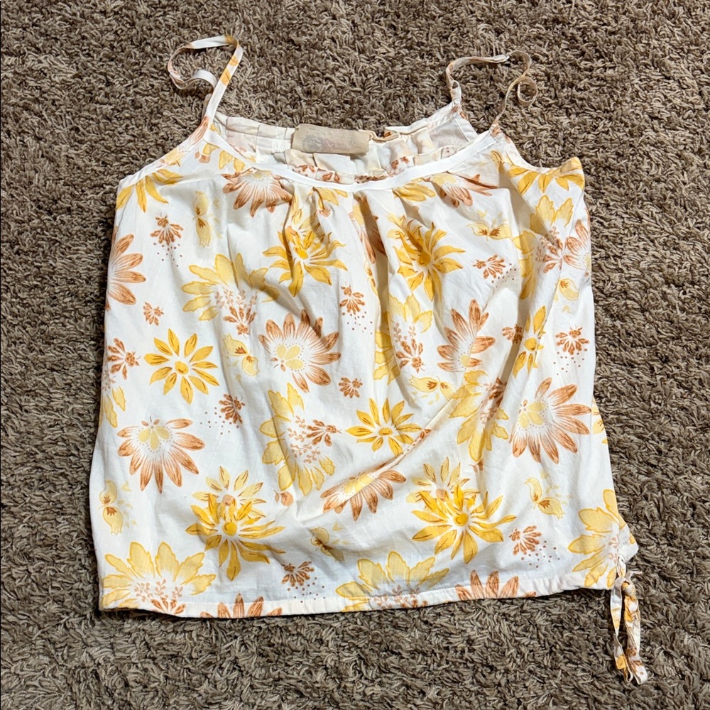 The Gap Y2K Floral Spaghetti Strap Cami Top - Yellow & Cream size L